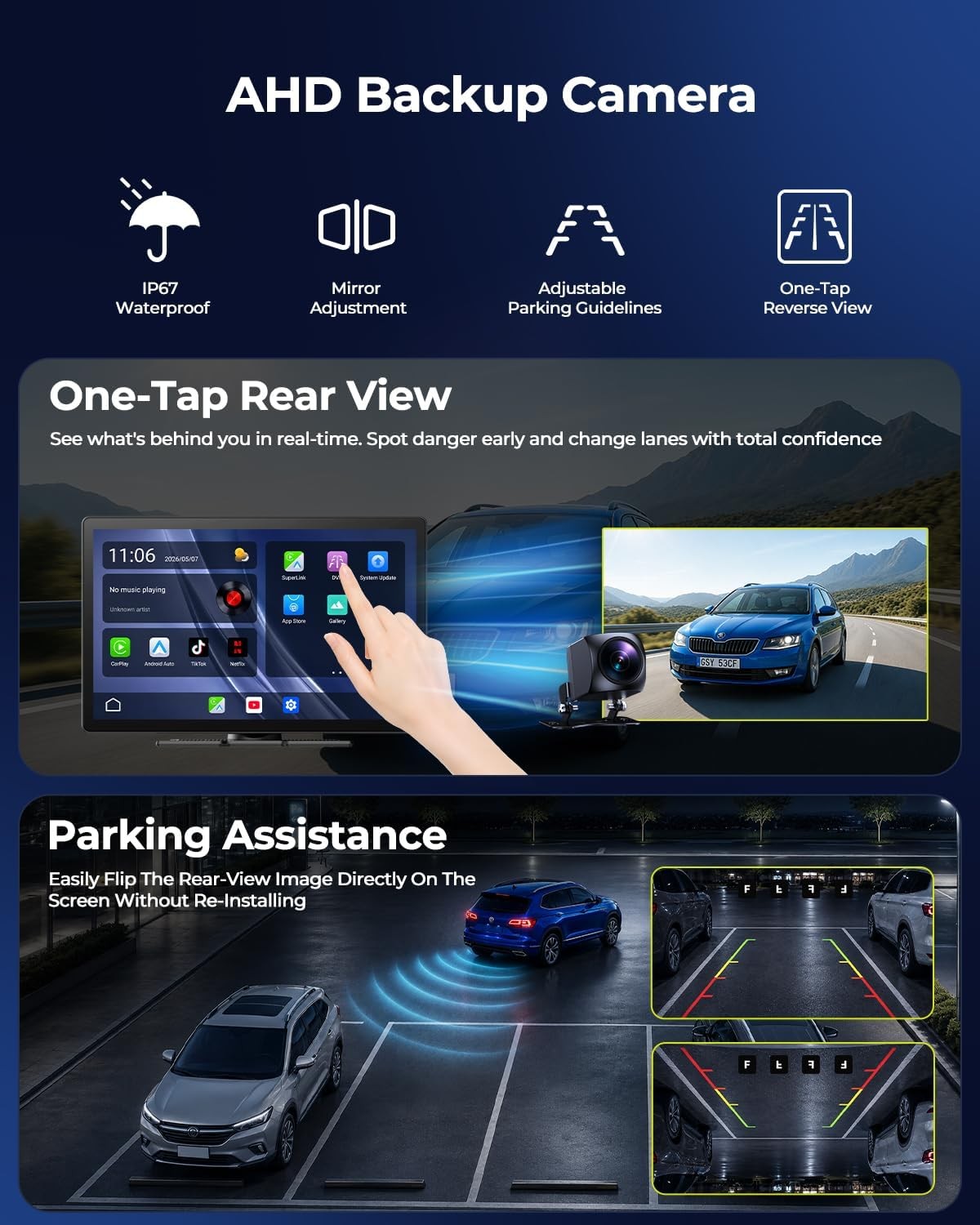LAMTTO Extra Large 11 Inch Carplay Screen for Car,Built-in YouTube/TikTok APPs