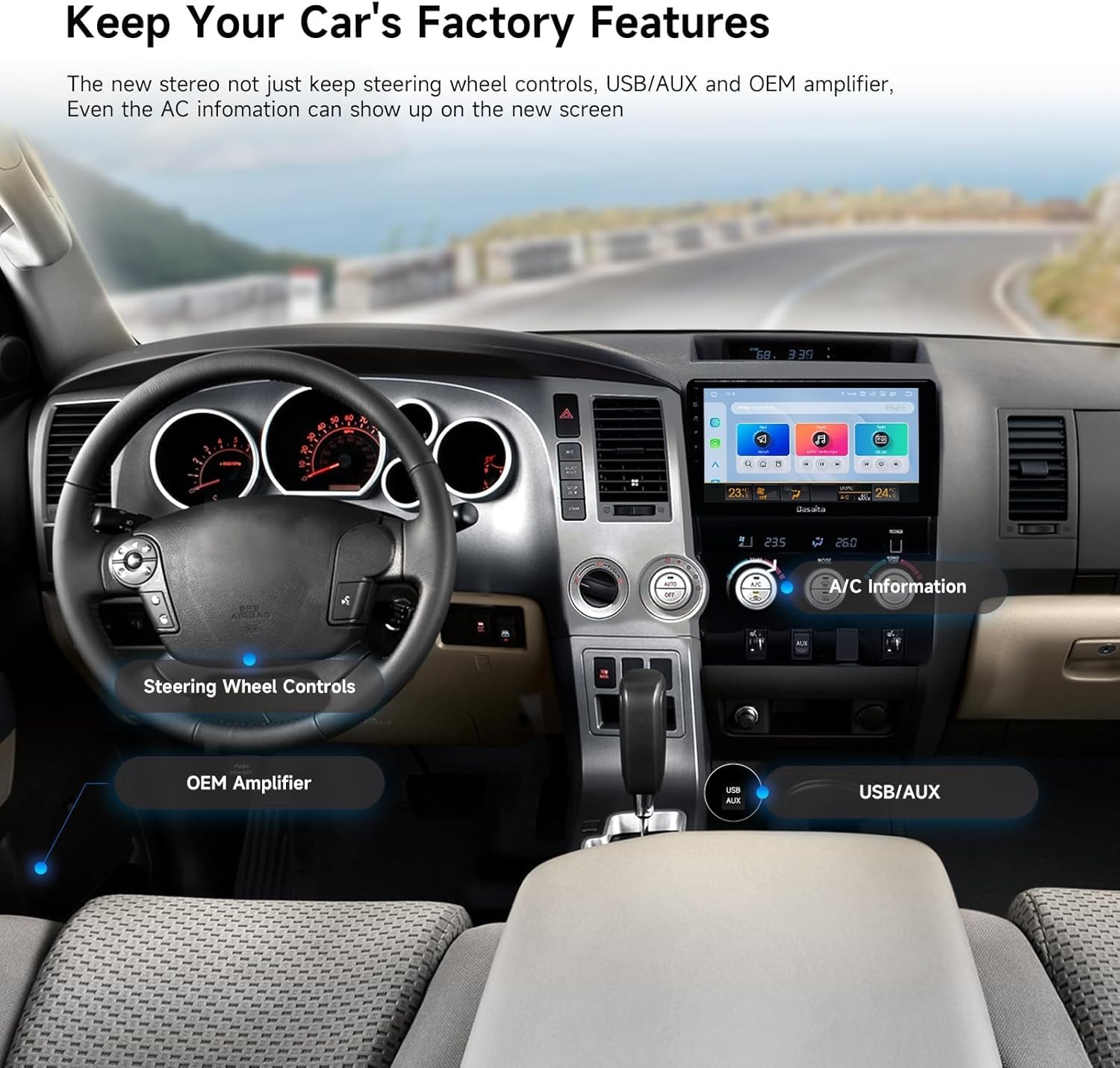 Dasaita Android 13 Car Radio for Toyota Tundra 2007-2013 Wireless Carplay BT5.0