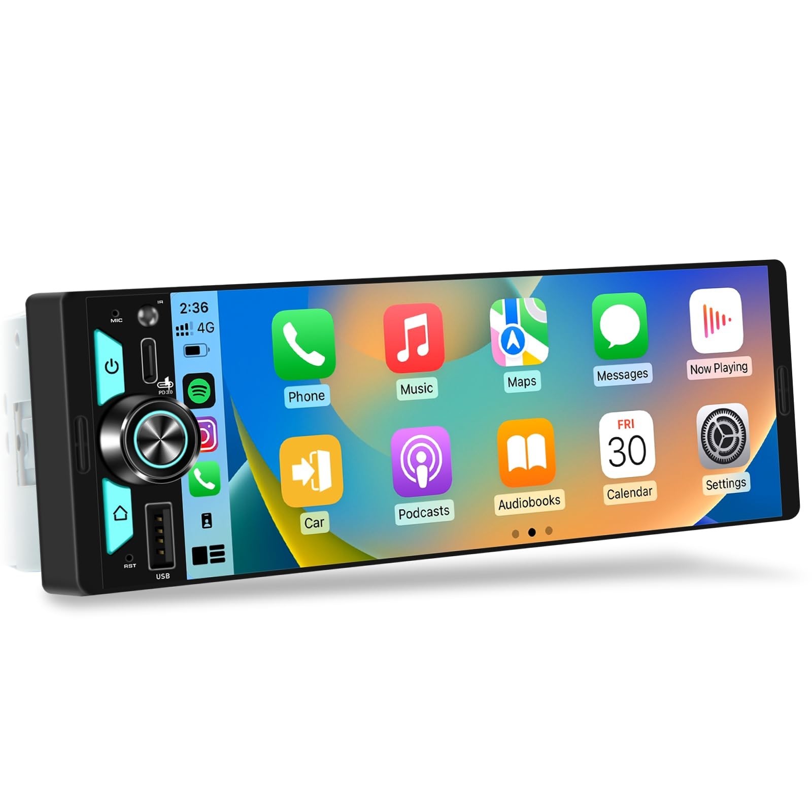 6.5″ CarPlay Android Auto Stereo – Bluetooth Touchscreen, USB-C, 4.2 CHN, 2 Sub