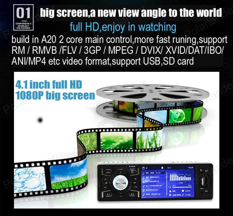 Single 1 DIN Car RadioMP5 USB / TF card AUX/SD 4.1-inch remote control Bluetooth