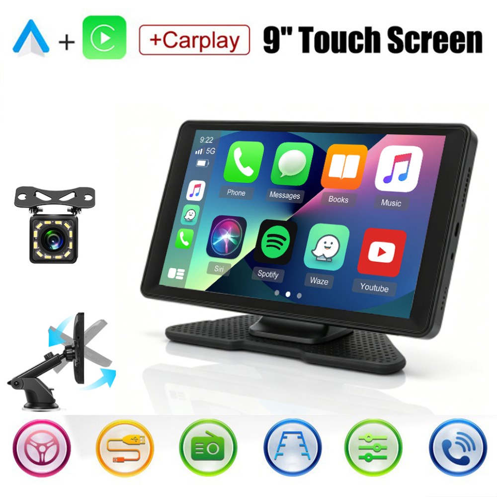 9inch Adjustable Car Stereo RadioWireless Apple Carplay Auto Touch Screen Camera