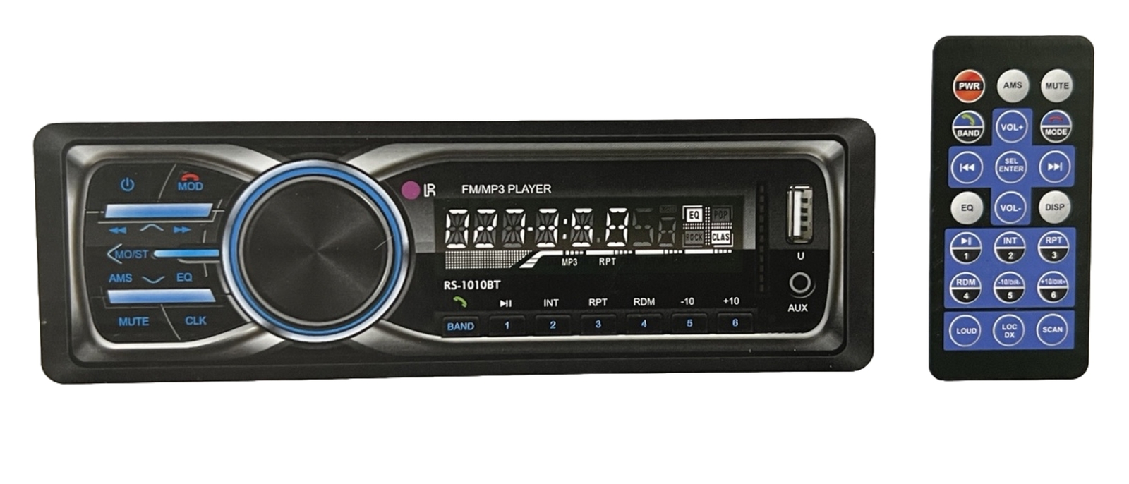 RS-1010BT Car Single DIN MP3 USB FM Player Bluetooth 4x60w Remote Control (S)