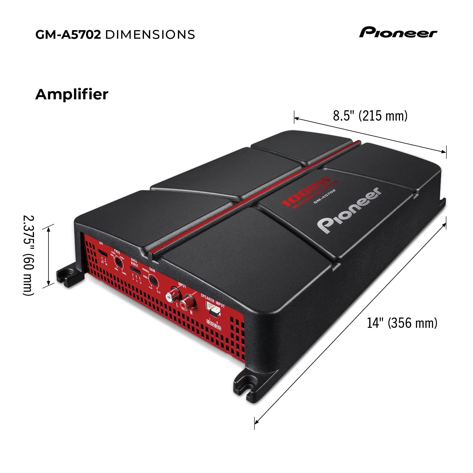 Pioneer GM-A5702 2-Channel, Class AB, 1000 W Max Power – Bridgeable Multi-Channe