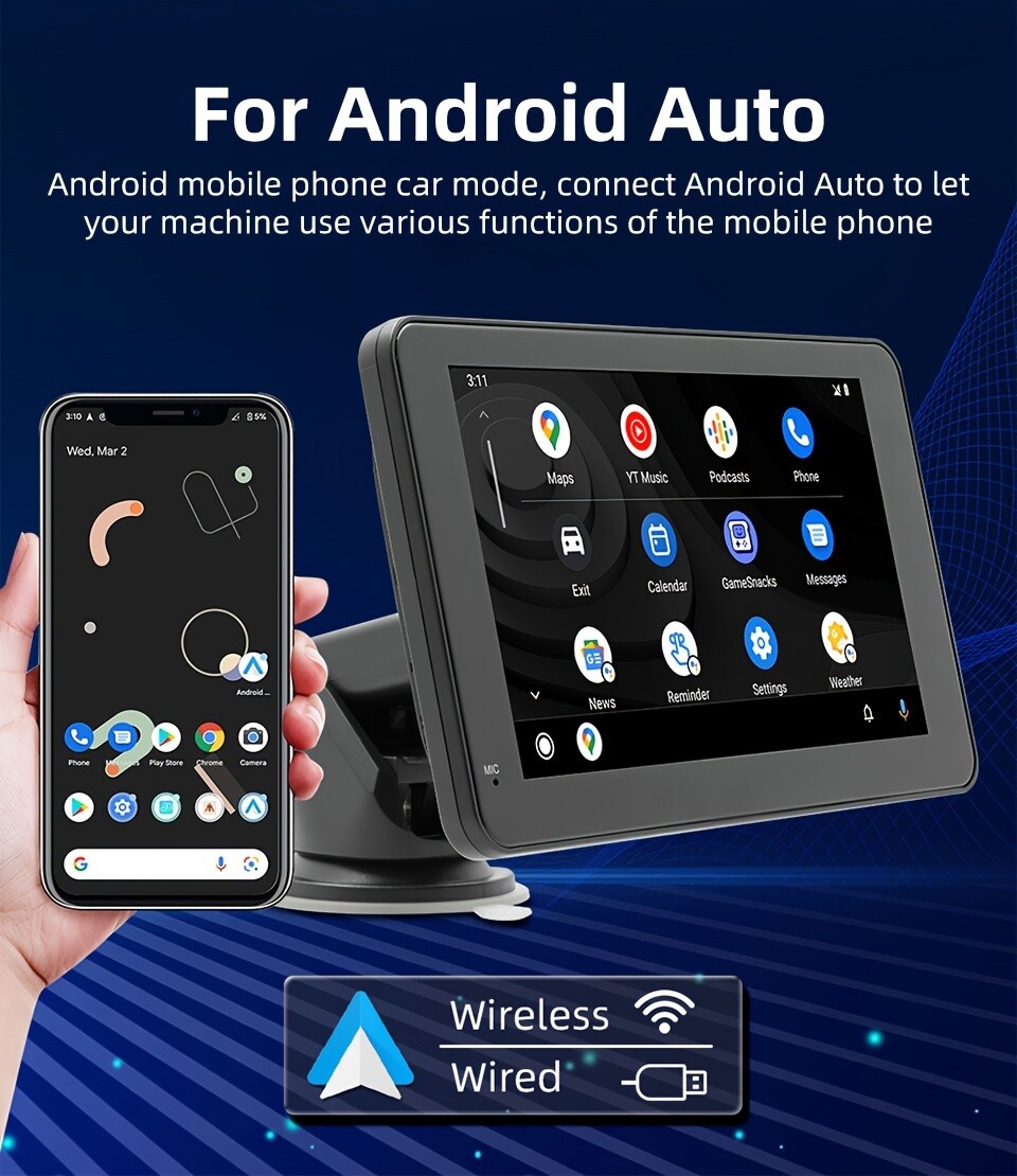 Universal 7-inch touch screen car stereo wireless portable Android iOS wireless
