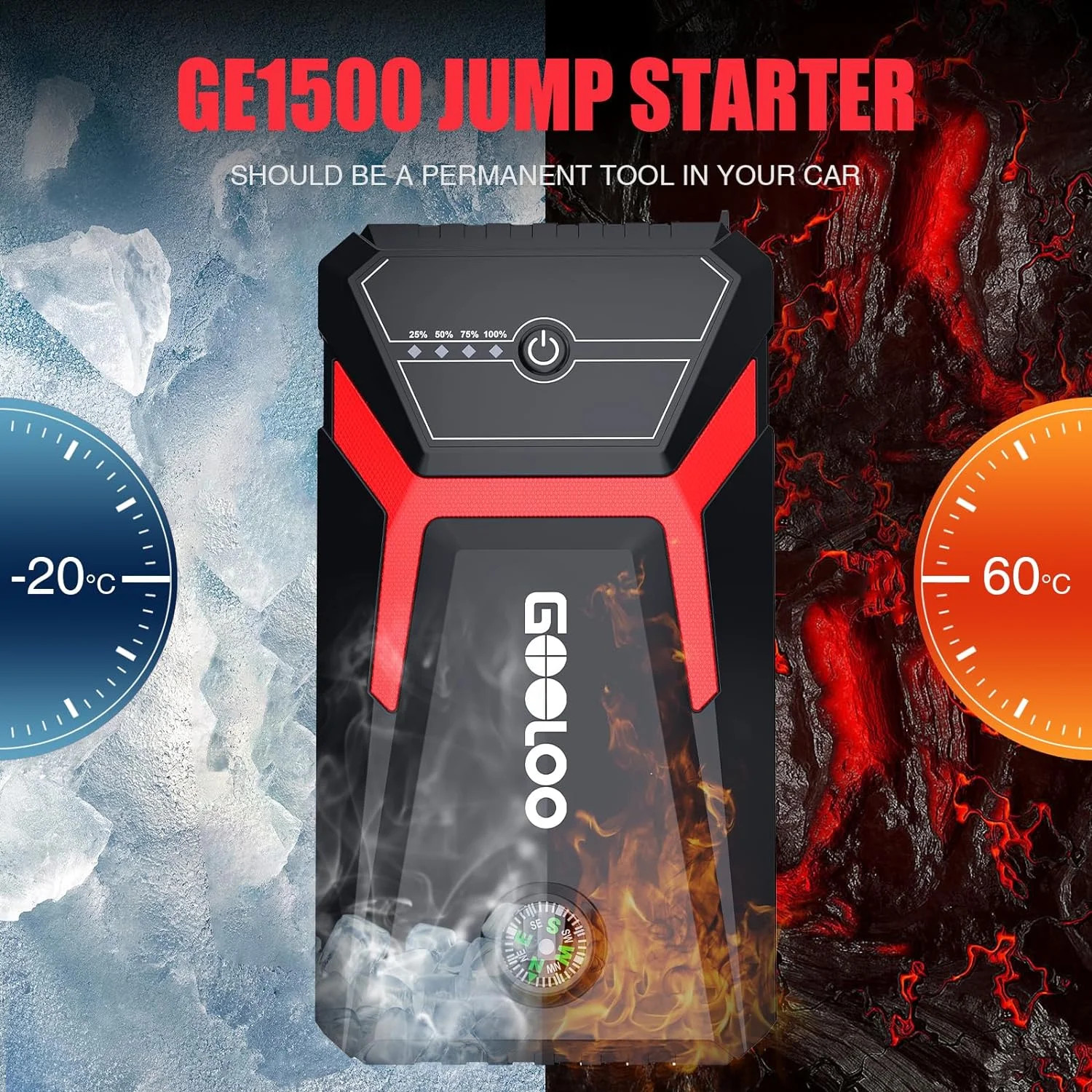 Car Jump Starter 1500A Vehicle 12V Battery Charger Booster Choose Your Color