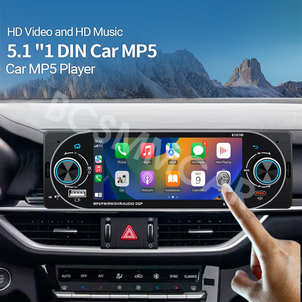 Car MP5 Player Radio Touch Srceen Video Head Unit For Apple CarPlay Android Auto