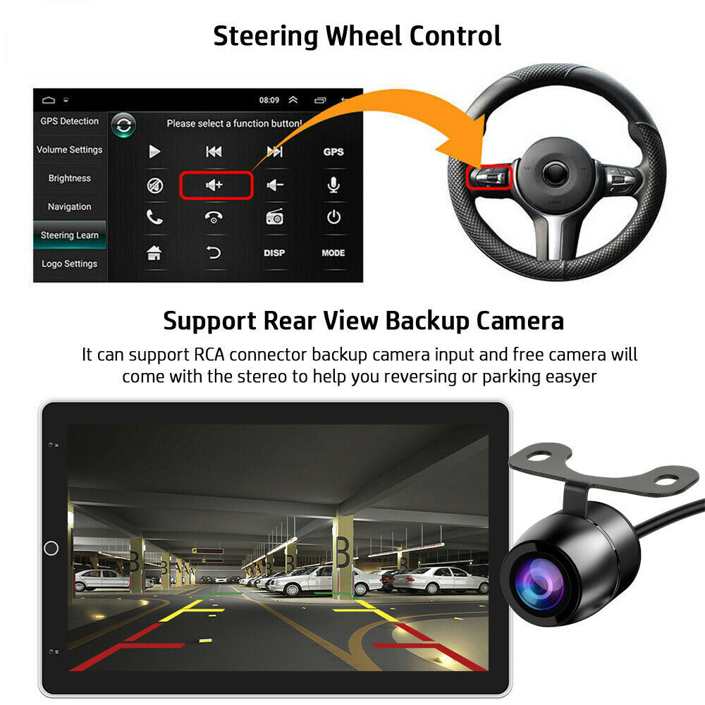 Rotatable 2 Din Android 12 Apple/Android CarPlay 10.1″ Stereo Radio Car GPS Navi