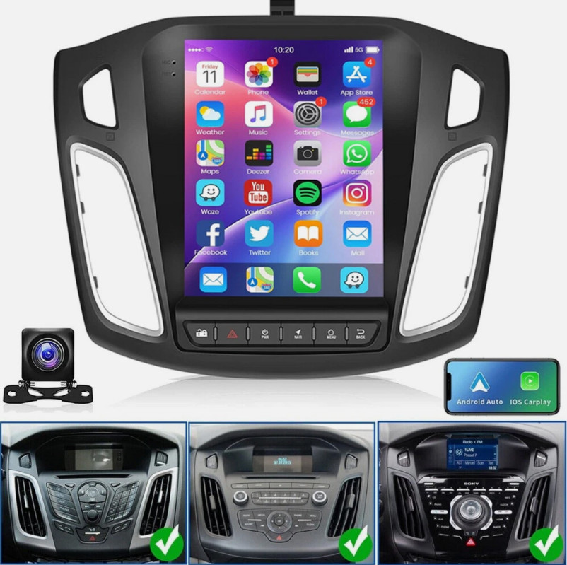 For Ford Focus 2012-2018 Android 15 CarPlay 9″ Car Radio Stereo GPS Navi 2+32GB