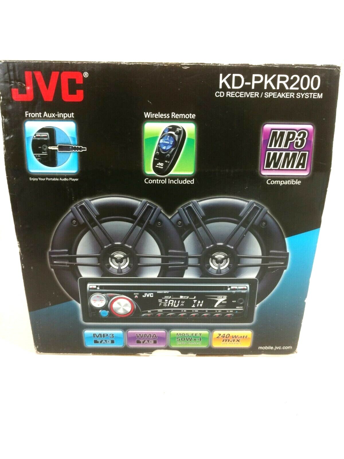 NOS JVC KD-PKR200 CD Car Receiver w/ Remote And Pair of 240W 6.5″ Speakers