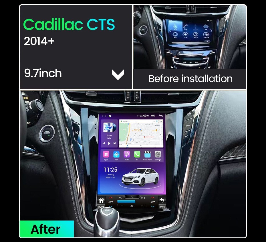 9.7″ Car Stereo Radio For Cadillac ATS SRX XTS CTS AHD Android Carplay GPS Navi