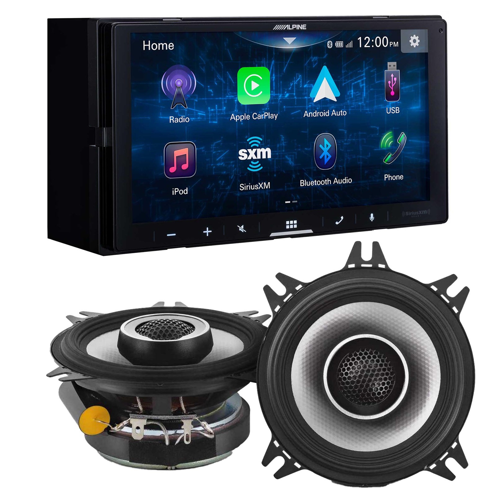 Alpine iLX-W670 Receiver & S2-S40 Type S 4″ Coax Speakers Pair
