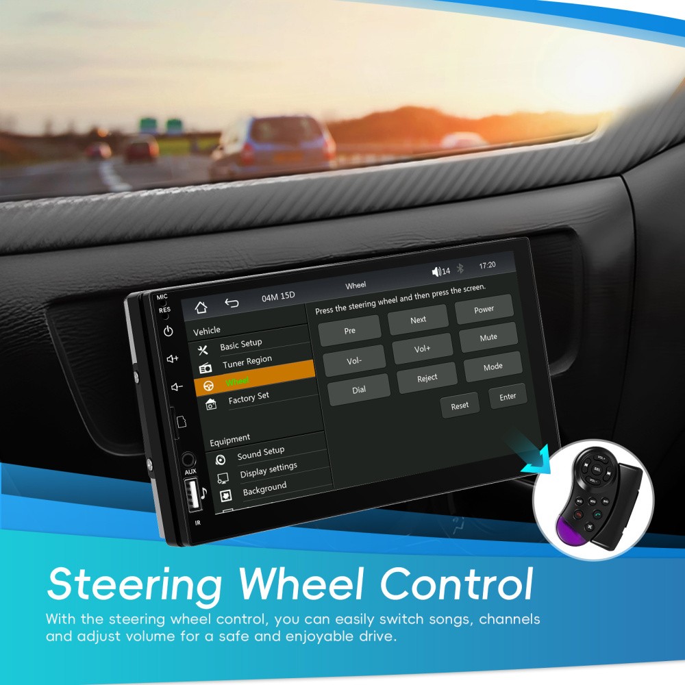 7″ Single 1Din Touch Screen Car Stereo Radio USB BT Android auto Carplay +Camera