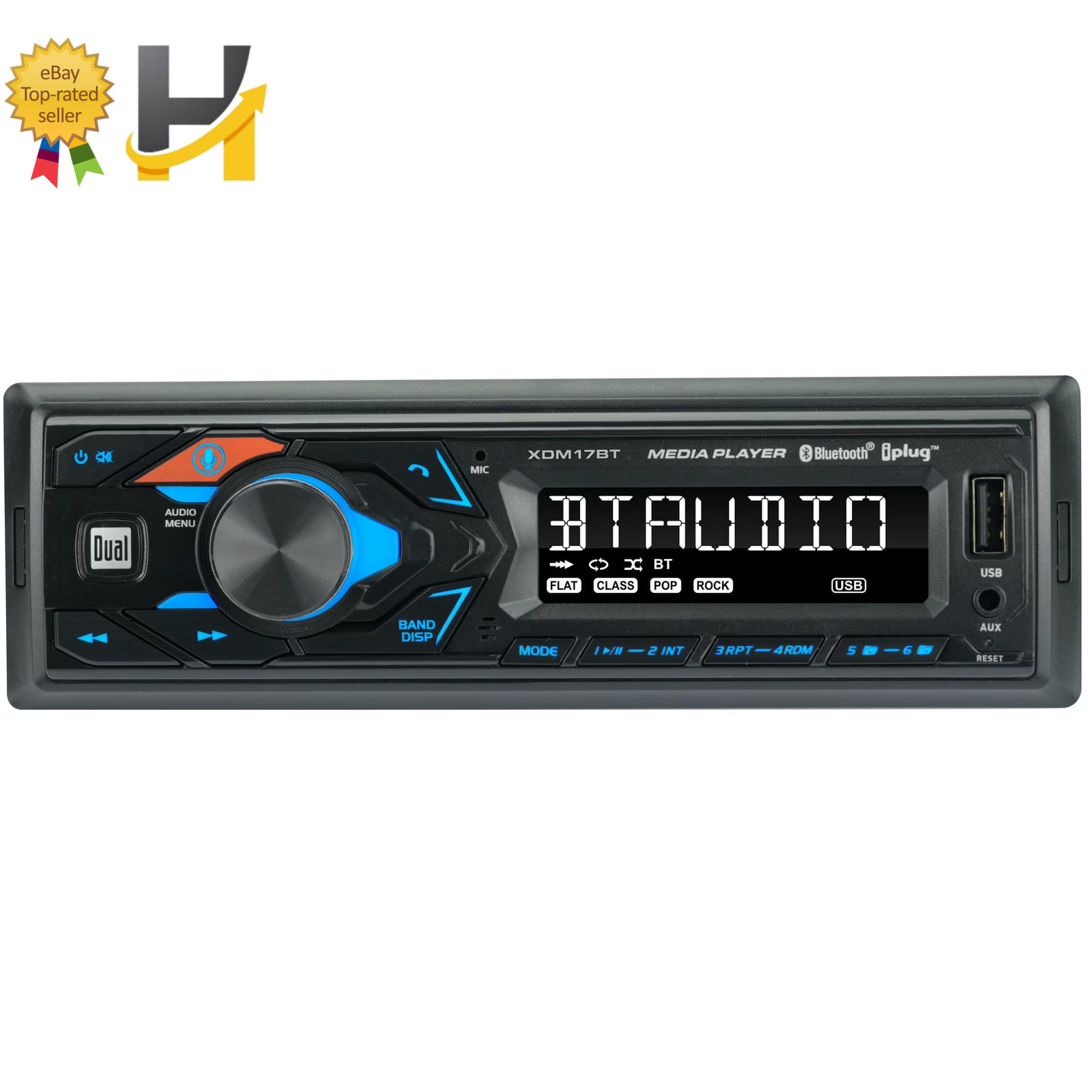 Car Stereo Bluetooth Wireless AM FM Radio Mp3 USB SD with 2 Way Speaker Package
