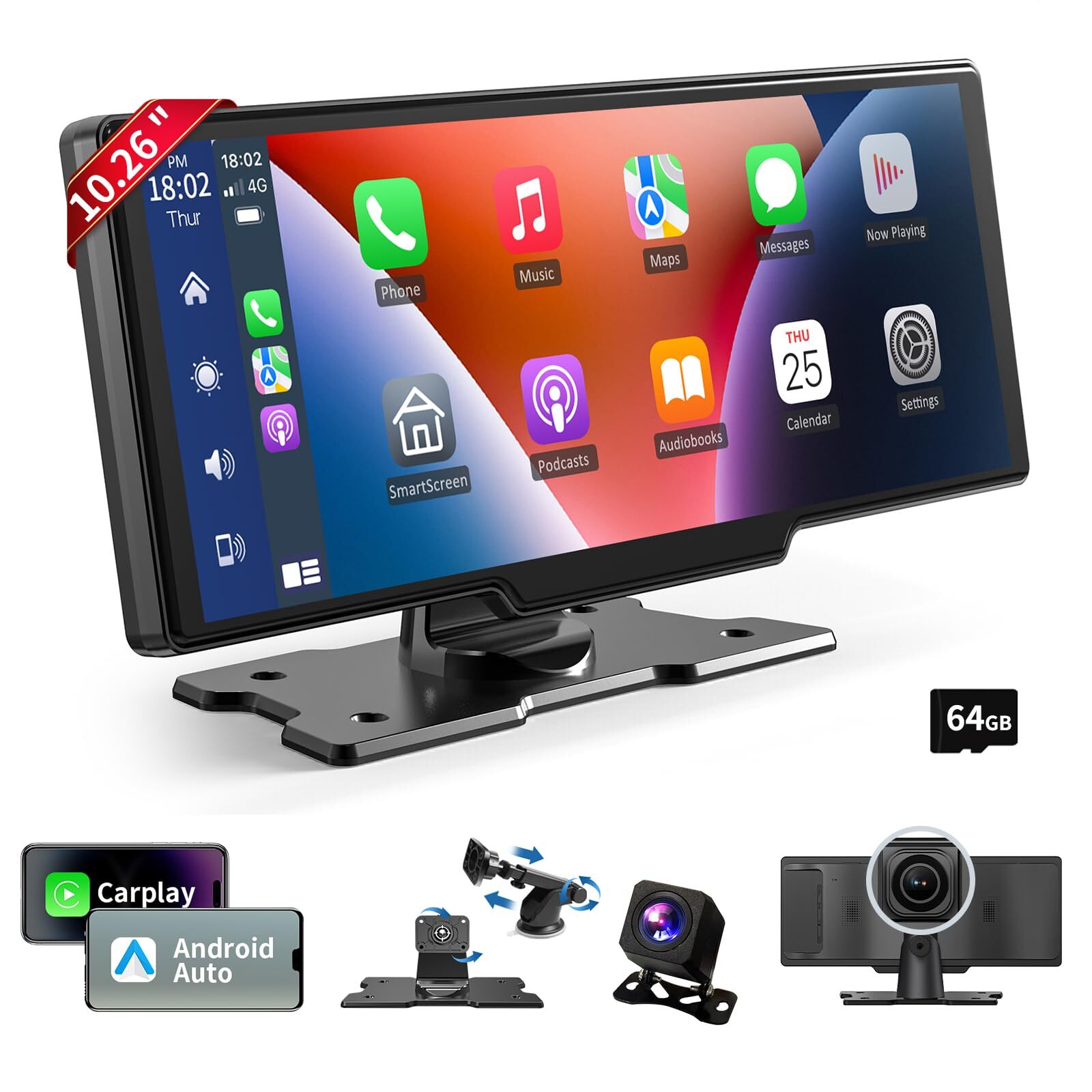 Wireless Carplay Screen For Car 10.26″ Hd Carplay And Android Auto Touch Screen