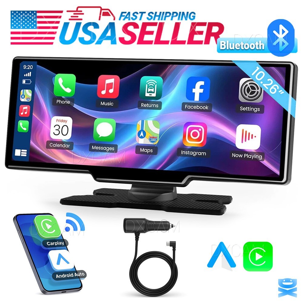 10.26″ 2K Car Portable Wireless Apple CarPlay Android Auto Touch Screen Radio