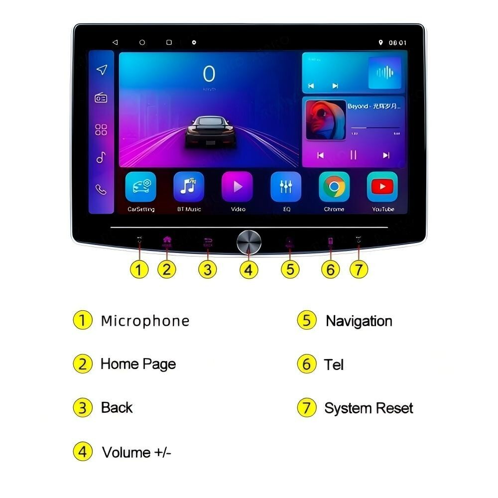 Car Touch Screen Smart Radio Player For Apple Carplay Android Auto Adapter +Cam