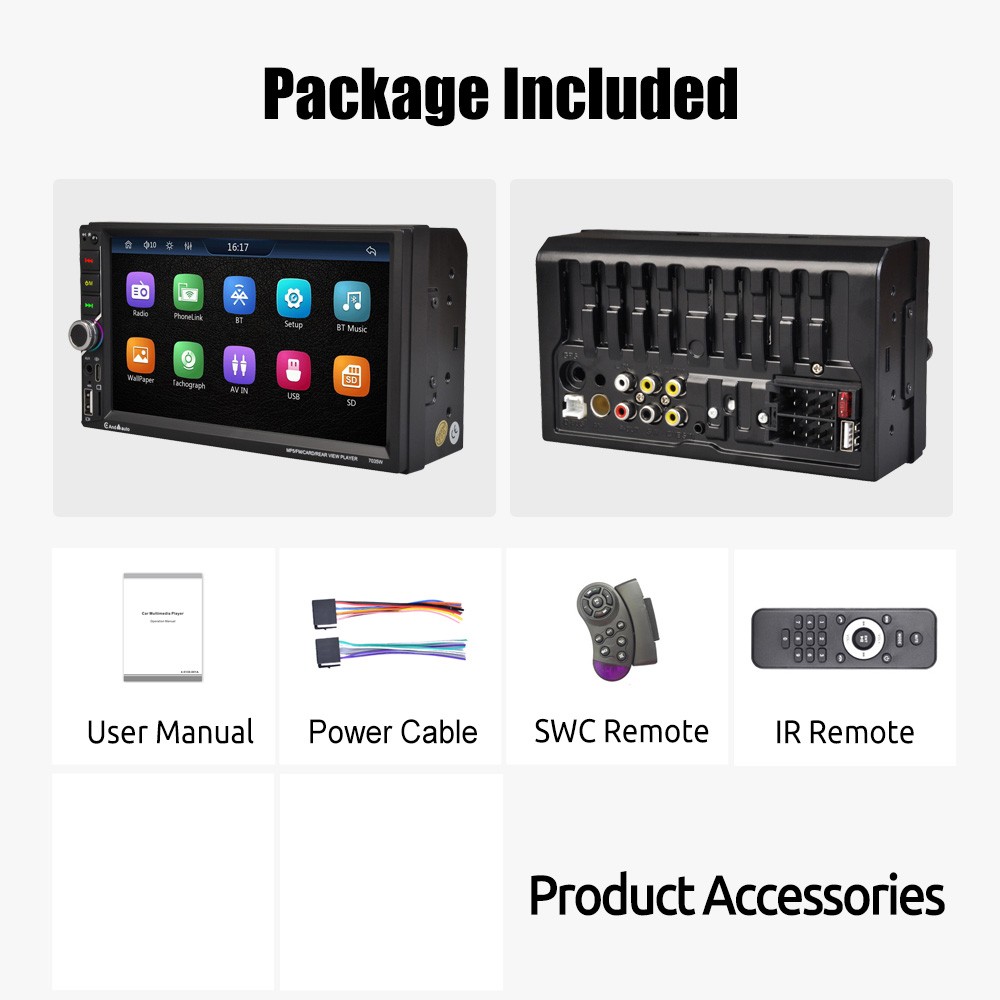 7″ Car Stereo Radio Head Unit MP5 Player USB 1 DIN FM Bluetooth GPS Touch Screen