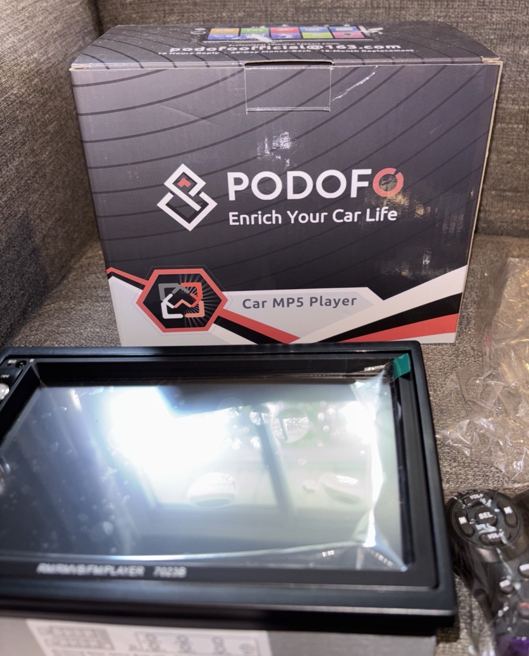 Podofo Car MP5 Player Black 7″ Touch Screen Rear View Camera Input W/ Manual