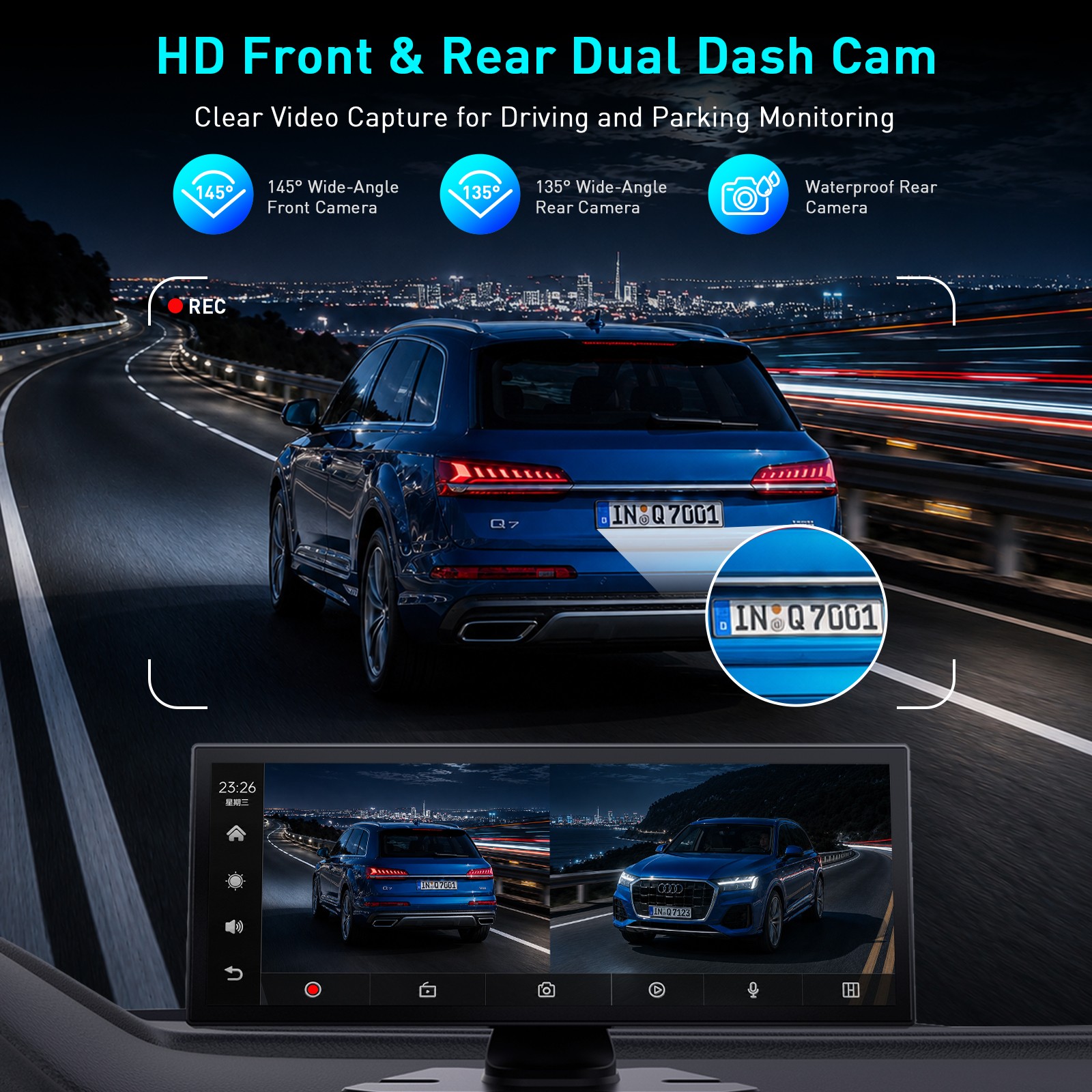 11.26″ Car Stereo Wireless Apple CarPlay Android Auto FM Touch Screen Radio Cam