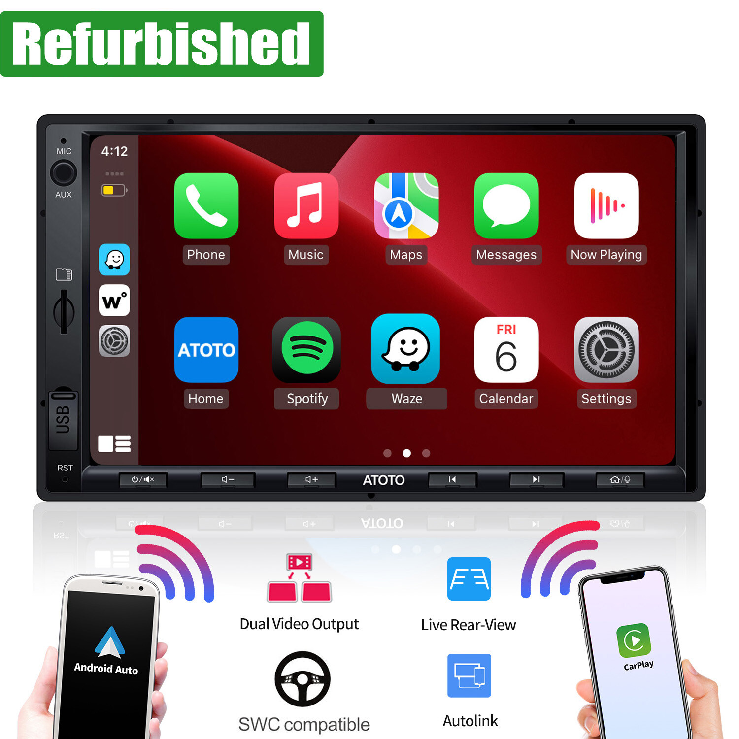 ATOTO F7WE 7″ 2DIN Car Stereo Radio Wireless Android Auto CarPlay RearView Input