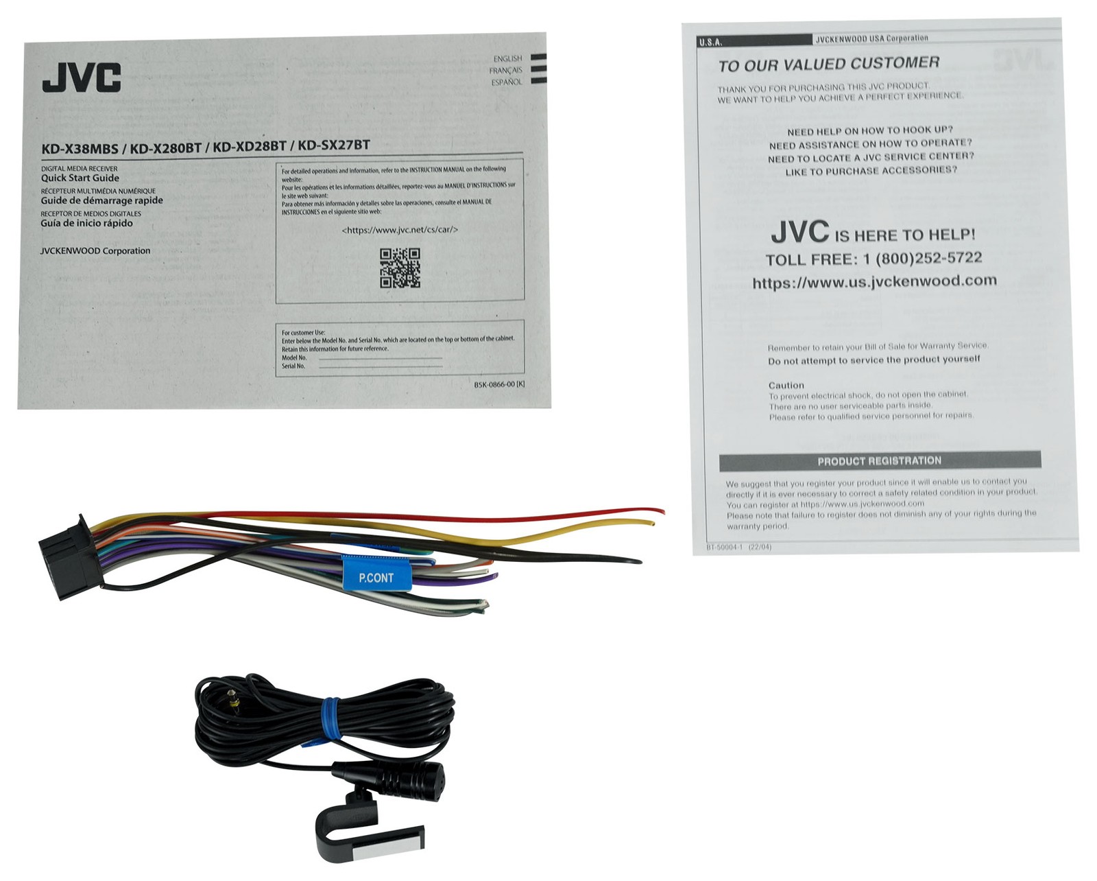 JVC KD-X280BT Car Stereo Digital Media Bluetooth Receiver For 06-12 Toyota Rav4