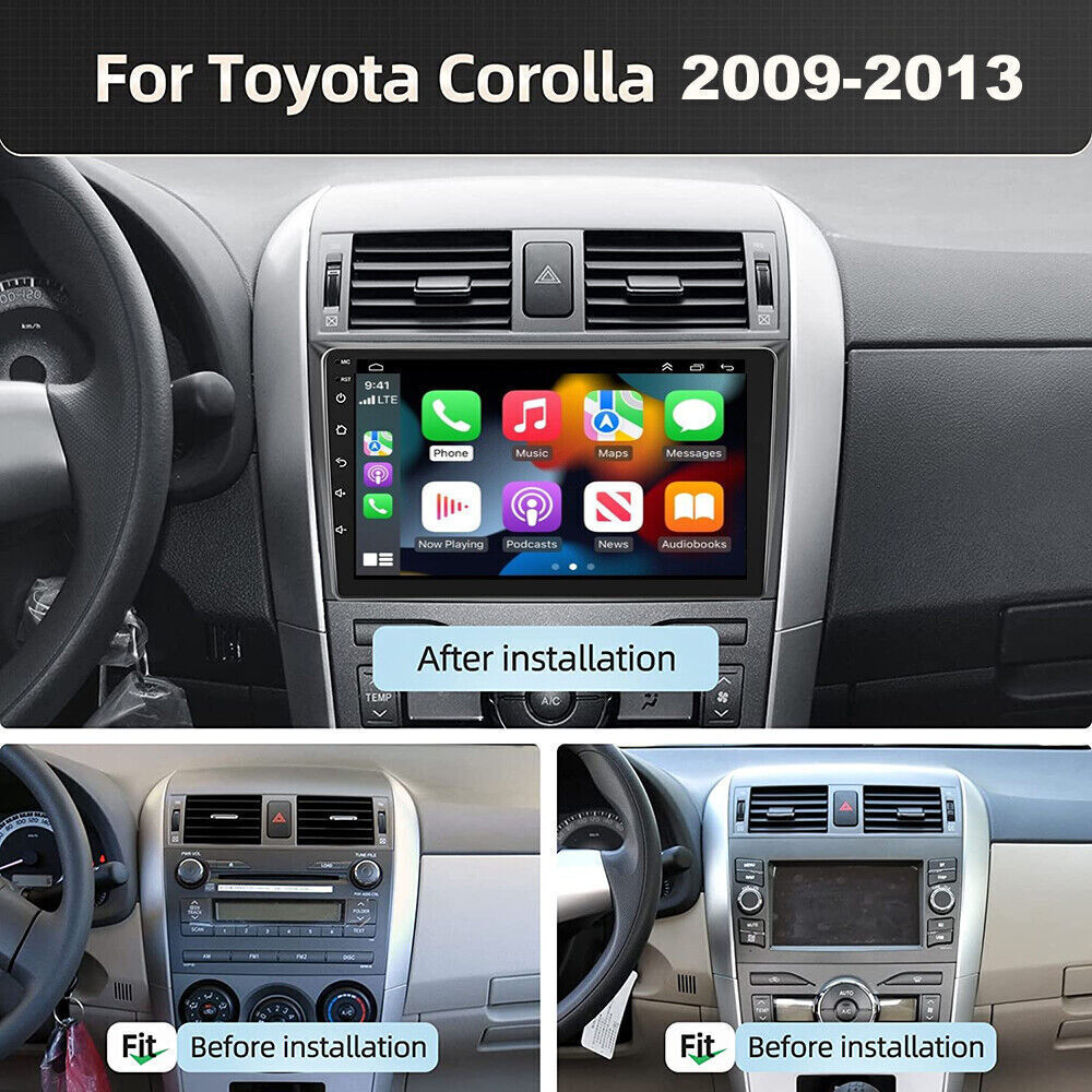 9″ Android Car Sluetooth For TOYOTA COROLLA 2009-2013 CarPlay Auto FM WIFI Navi