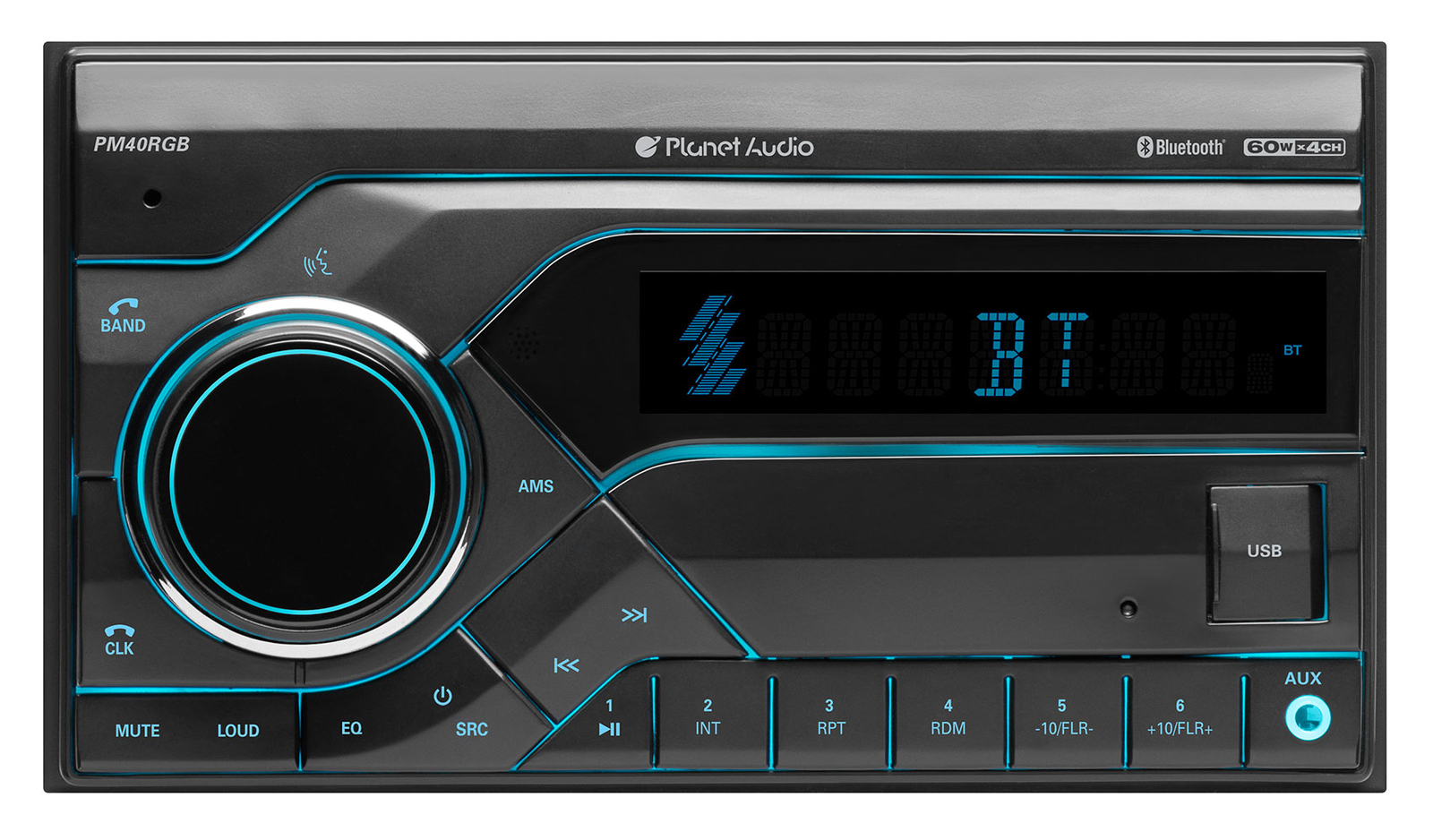 Planet Audio PM40RGB 2-Din Digital Media Car Stereo Receiver w/Bluetooth/USB/AUX