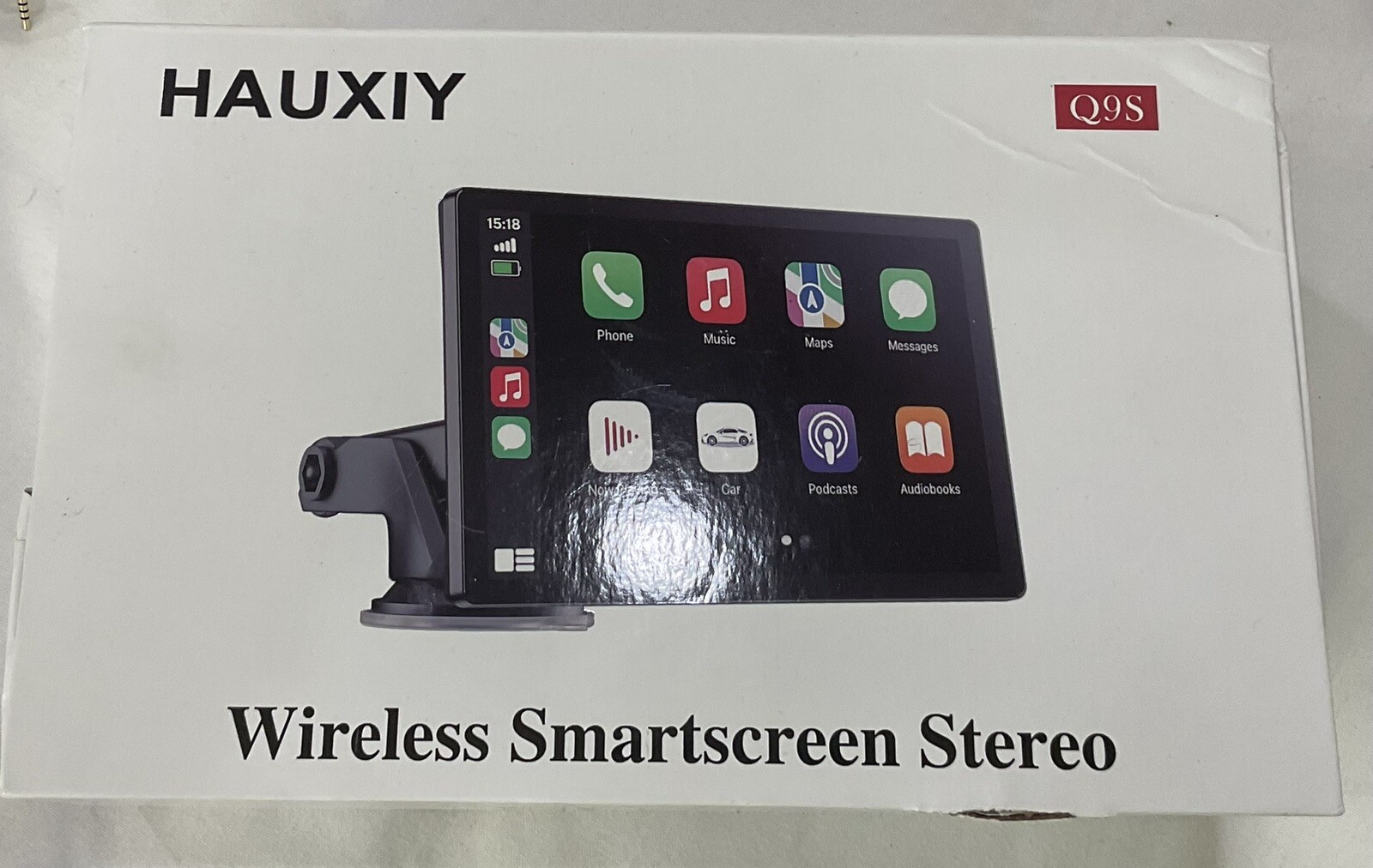 HAUXIY Wireless Carplay Touchscreen 2.5K Dash Cam 9″ Portable Q9S -Black -64gb
