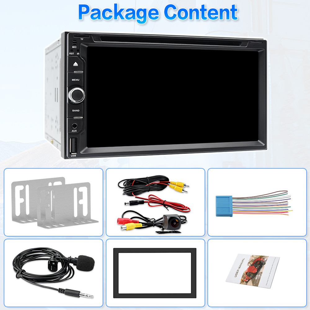 Apple Carplay Car Stereo Radio Android Auto 7″ 2Din Bluetooth CD/DVD Player+CAM