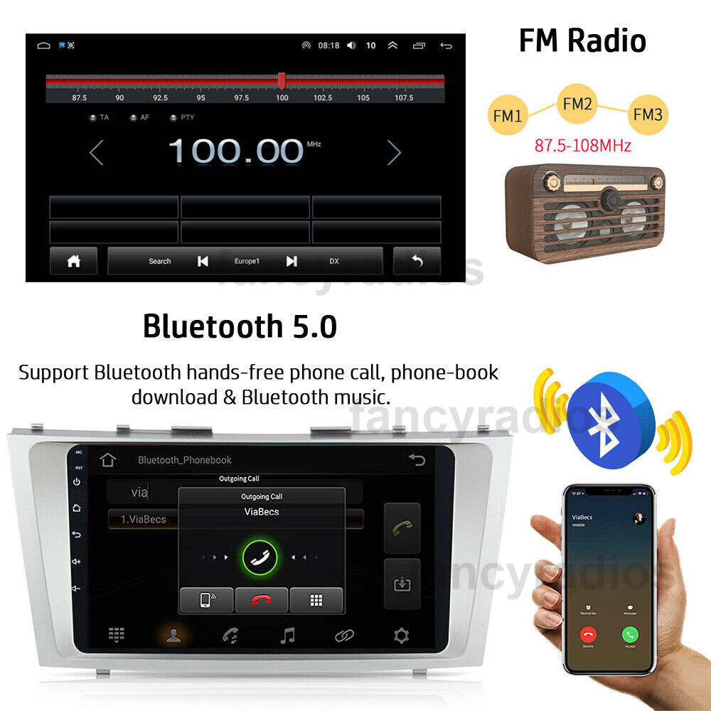 For 2007-2011 Toyota Camry Apple CarPlay Android 13 Car Stereo Radio GPS WIFI BT