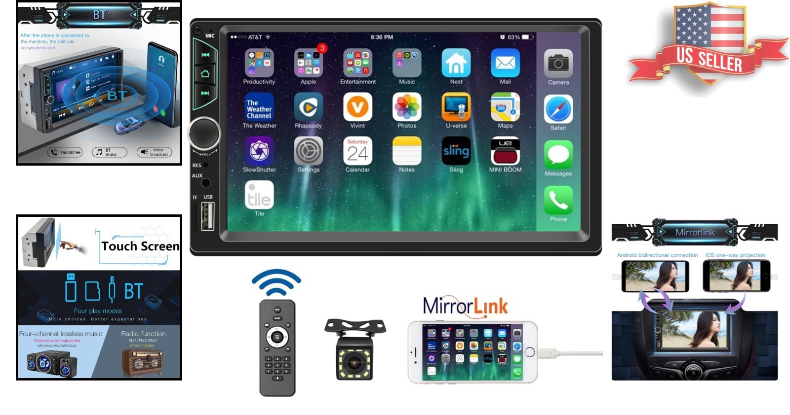 Premium High-Quality Touchscreen Car Stereo with Backup Camera, Bluetooth, FM