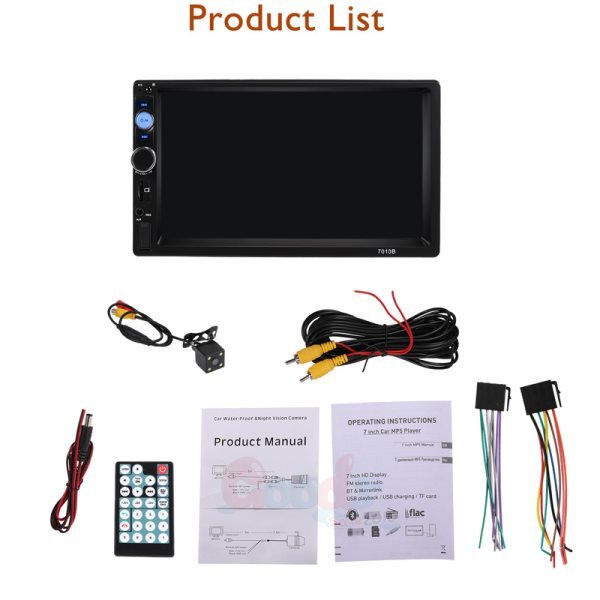 Bluetooth MP5 Estéreo Receptor para coche Con Cámara trasera y Pantalla Tactil