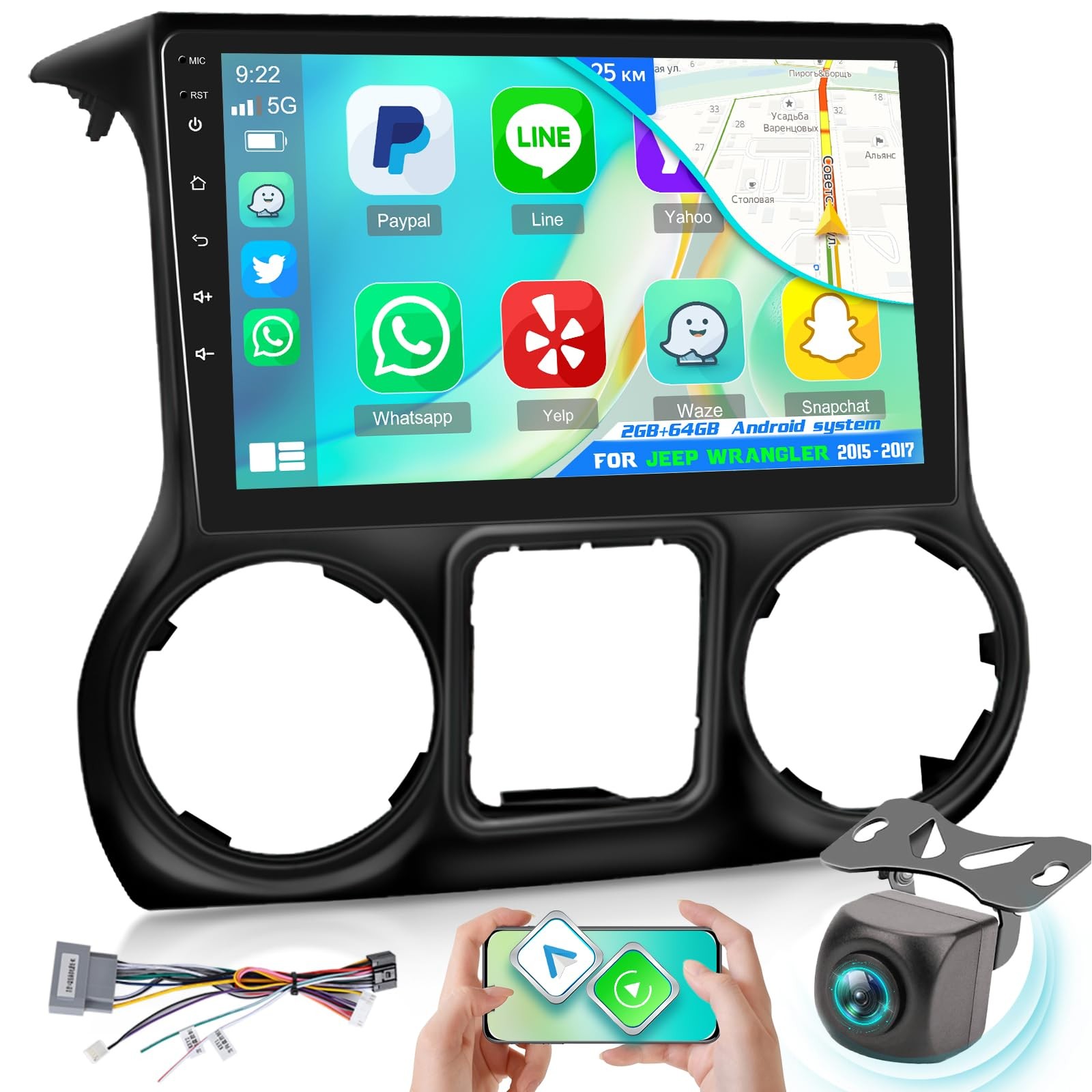 [2G+64G] 10 inch Screen for Jeep Wrangler Radio 2015 2016 2017, Android Wrang…