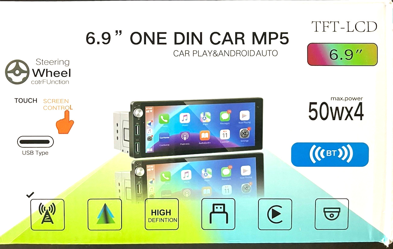 6.9 Inch IPS Touch Screen Car Stereo with Backup Camera FM AM USB EQ SWC #471