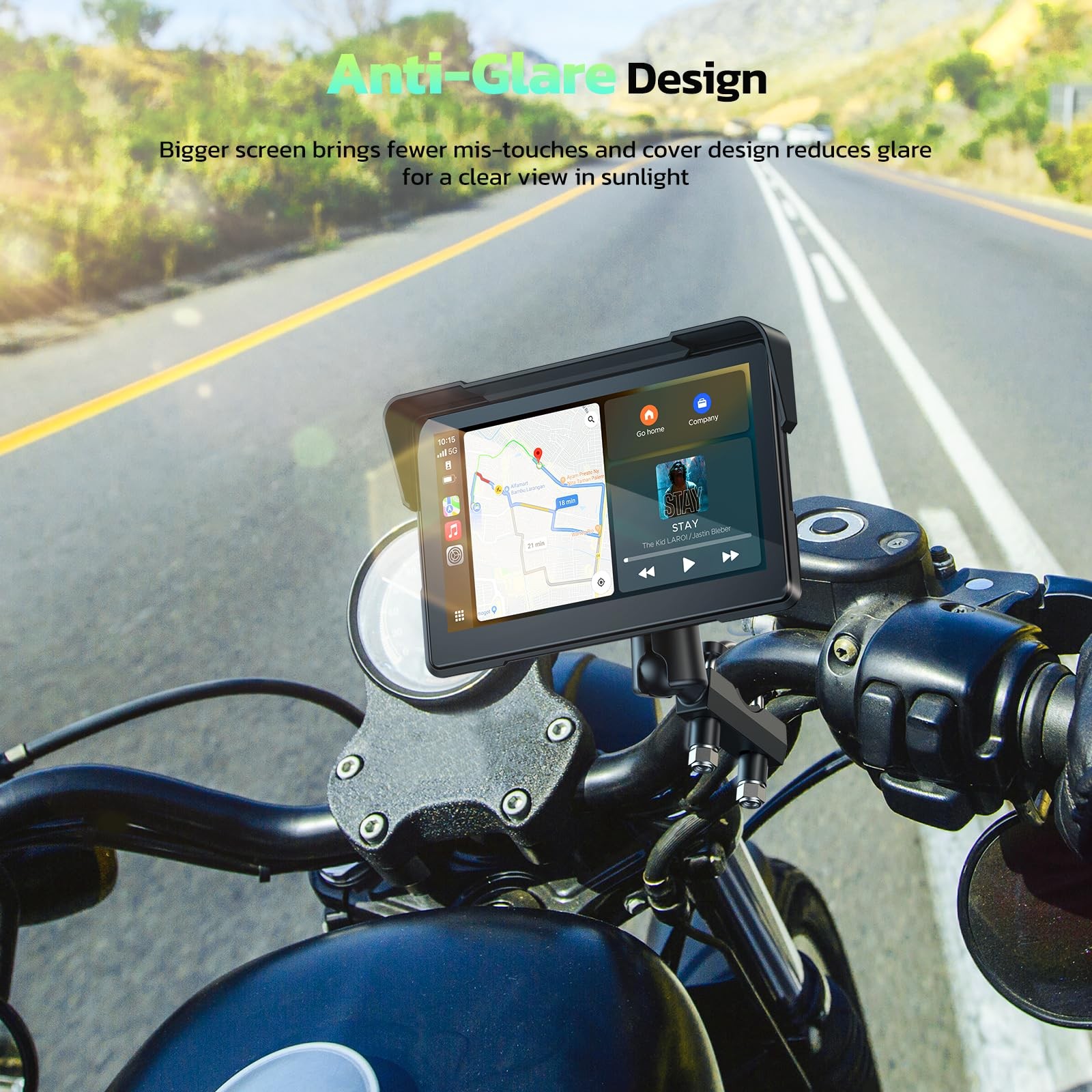 LAMTTO 7Inch Wireless Motorcycle Carplay GPS Navigation System with Apple