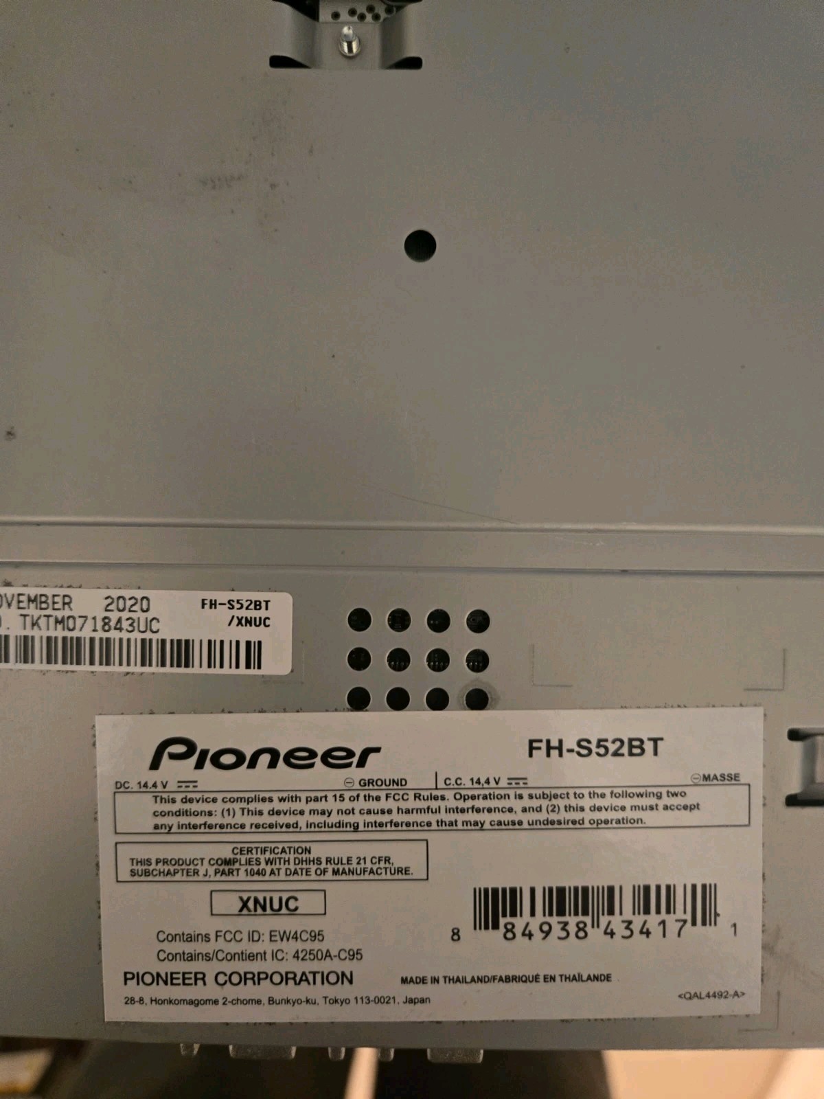 Pioneer CD RDS Receiver/ Autoradio CD RDS FH-S52BT Slightly USED