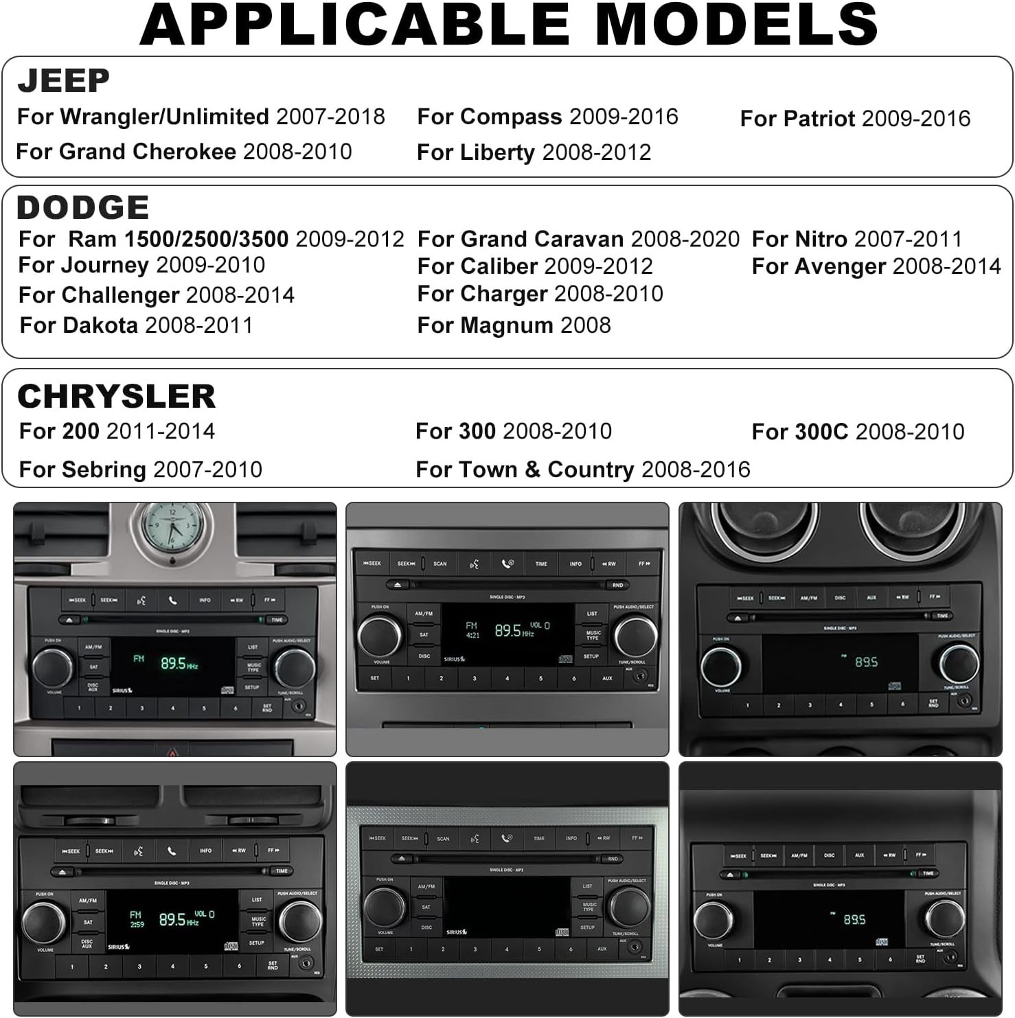 For Jeep Wrangler Dodge Chrysler CarPlay Auto Android 13 Car Radio Stereo WIFI