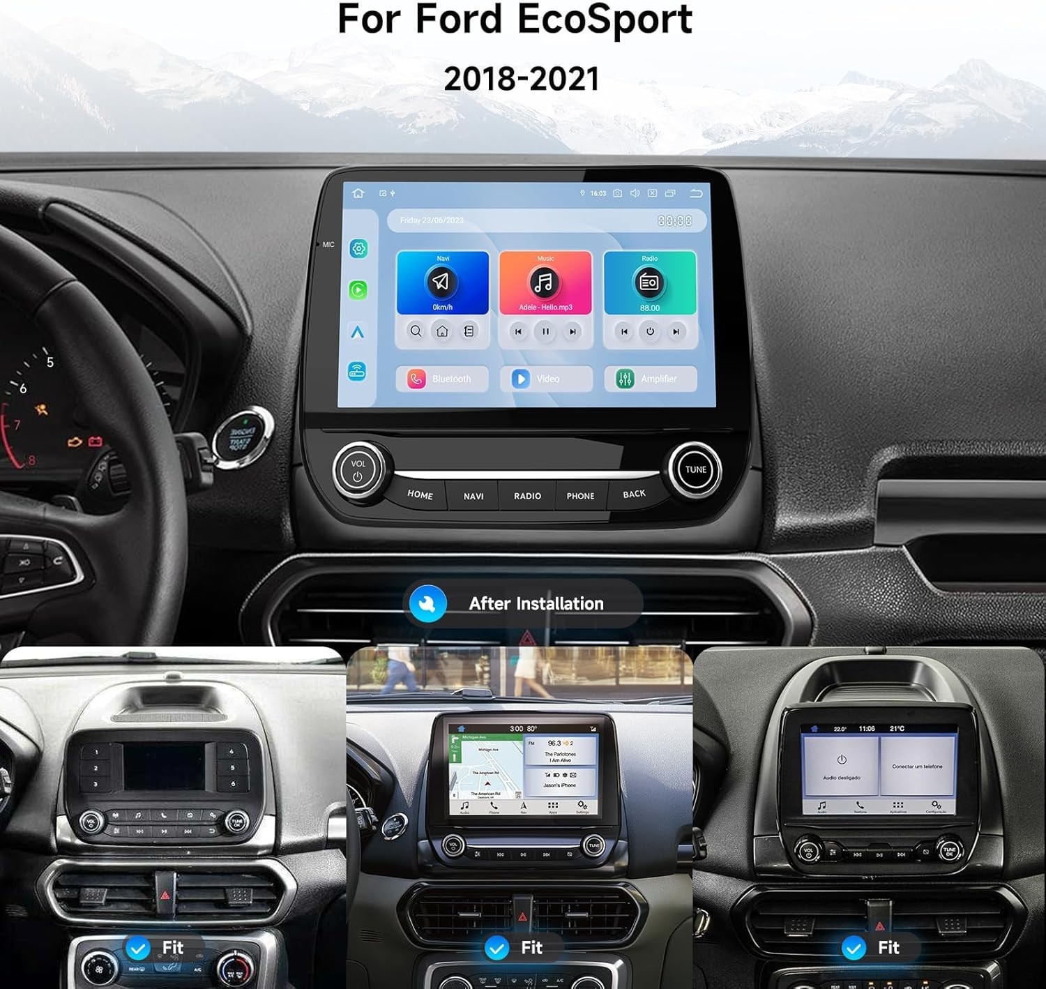 Dasaita 9” Car Stereo Radio for Ford EcoSport 2018-2021 Plug&Play Carplay GPS