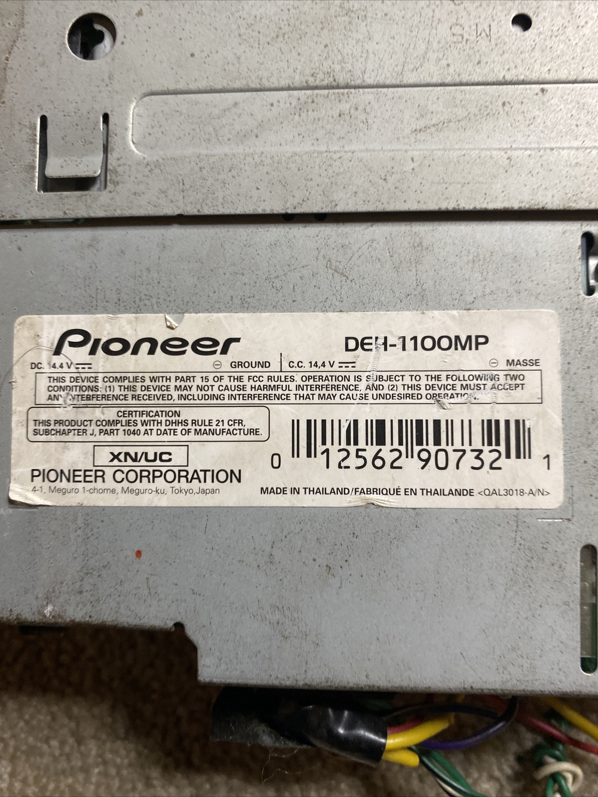 Pioneer DEH-1100MP Radio CD MP3 WMA Player Aux Input Detachable Face Stereo