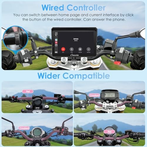 Motorcycle GPS Wireless Carplay/Android Auto, 7″ Waterproof W702S PRO