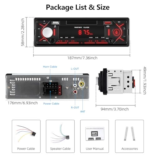 Single Din Car Stereo Bluetooth Multimedia Car Audio Receivers with Digital