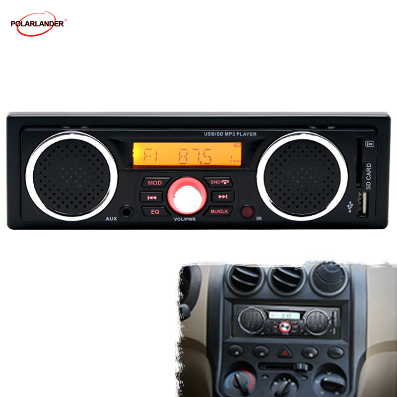 1 Din Car Stereo MP3 Audio Player Built-in 2 Speakers Car Radio Bluetooth USB/SD