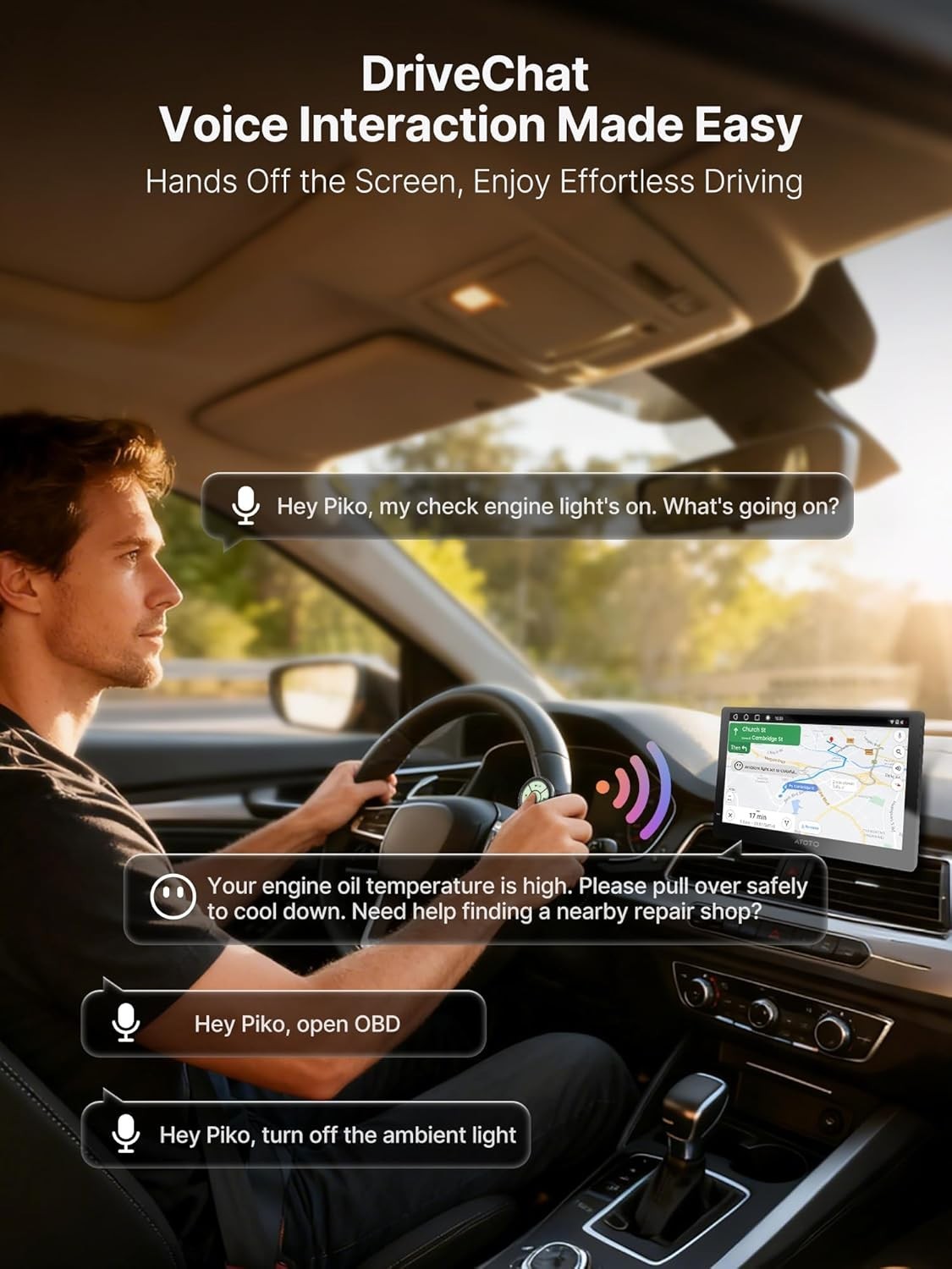 AI Protable Screen 9 QLED Car Display WL Head Unit, 4G LTE Dual-BT AI Voice Das