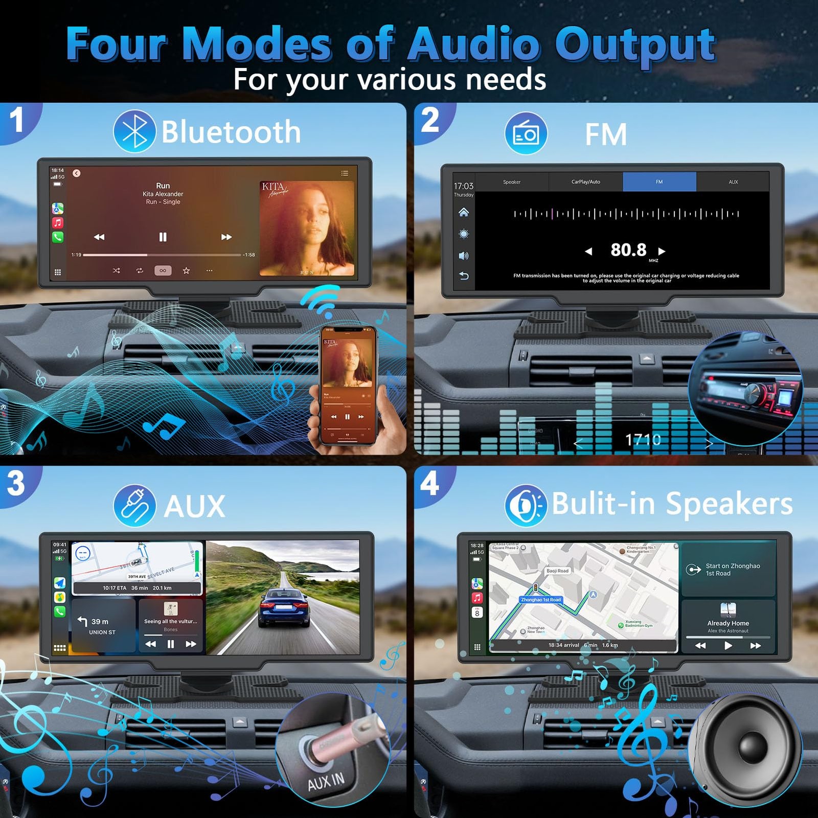 Portable Wireless Carplay Screen with Dashcam – 10.26 Inch Car Play Tablet wi…
