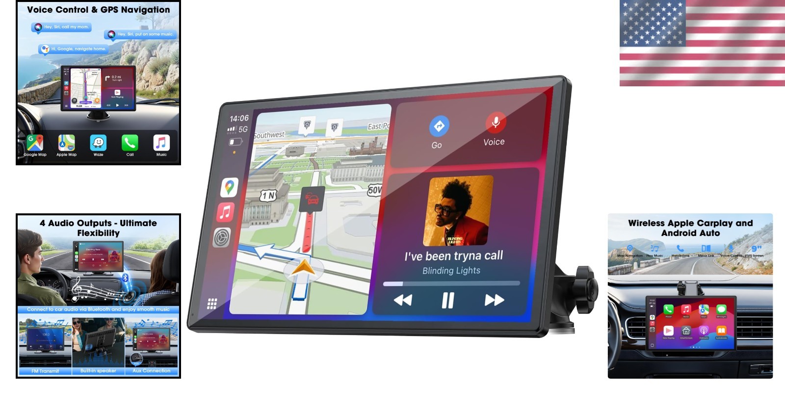 HD 9-Inch Carplay Screen with Wireless Connectivity & Enhanced Audio Outputs