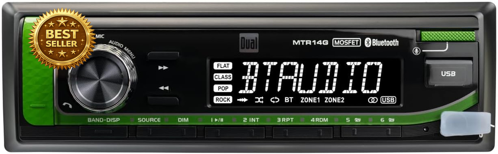 TRJDR14G John Deere Tractor Radio | 7-Character LCD | Weatherproof | Bluetooth |