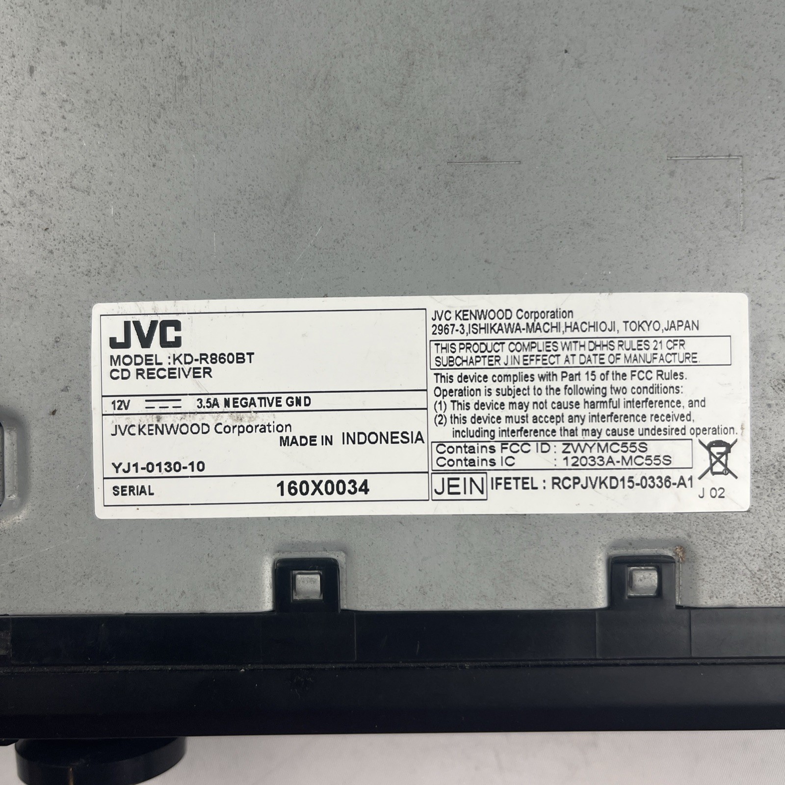 JVC KD-R860BT Car Stereo FM AM Blue Tooth USB