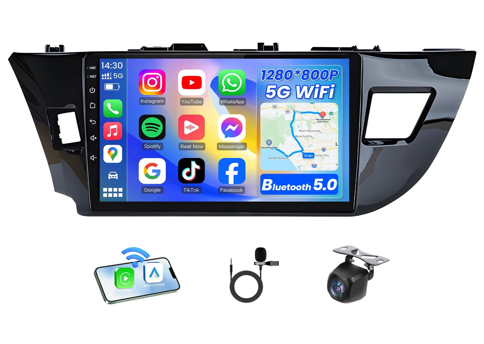 9″ Touchscreen Wireless Carplay Android Auto Stereo for 2014-2016 Toyota Corolla