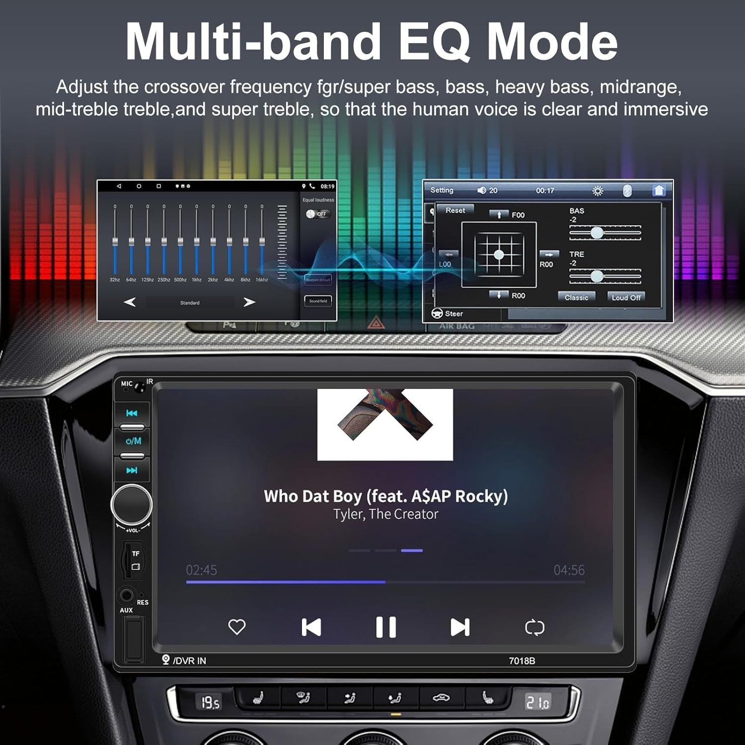 Double Din 7-Inch Car Radio with Built-In Backup Camera & Steering Wheel Control