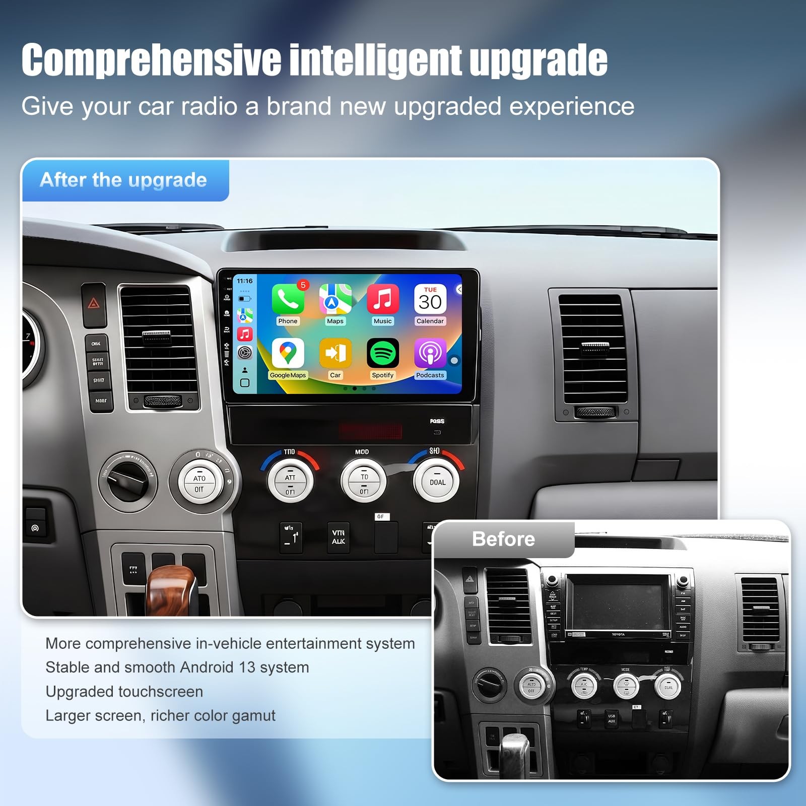 Car Radio Stereo for Toyota Tundra 2007-2013, Sequoia 2008-2018, Android 13